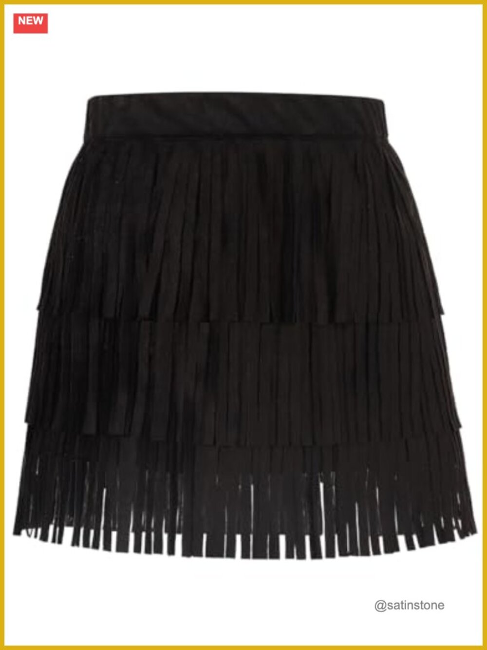 Suede Fringe Skirt Boho Tassel Layered Ruffle